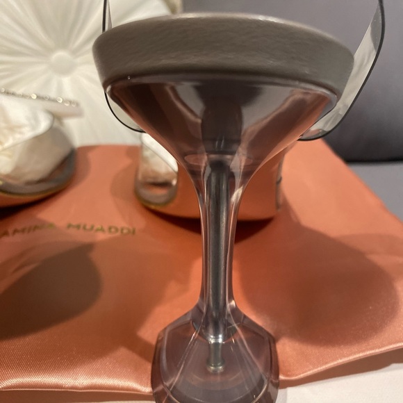 Amina Muaddi Begum Crystal PVC Light Grey Slingbacks - Picture 13 of 16